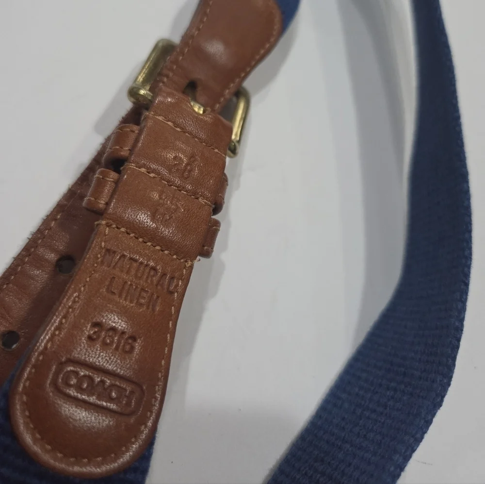 Coach Blue and Brown Belt with Gold Buckle Men's Sz.38